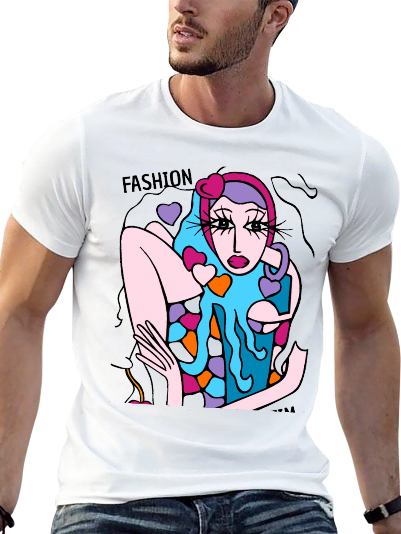 Fashion Model Graphic Tee - Unique Art T-Shirt