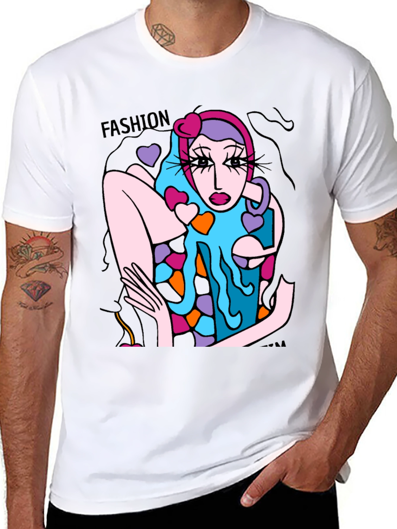 Fashion Model Graphic Tee - Unique Art T-Shirt