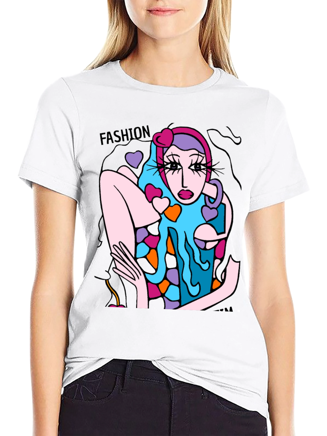 Fashion Model Graphic Tee - Unique Art T-Shirt