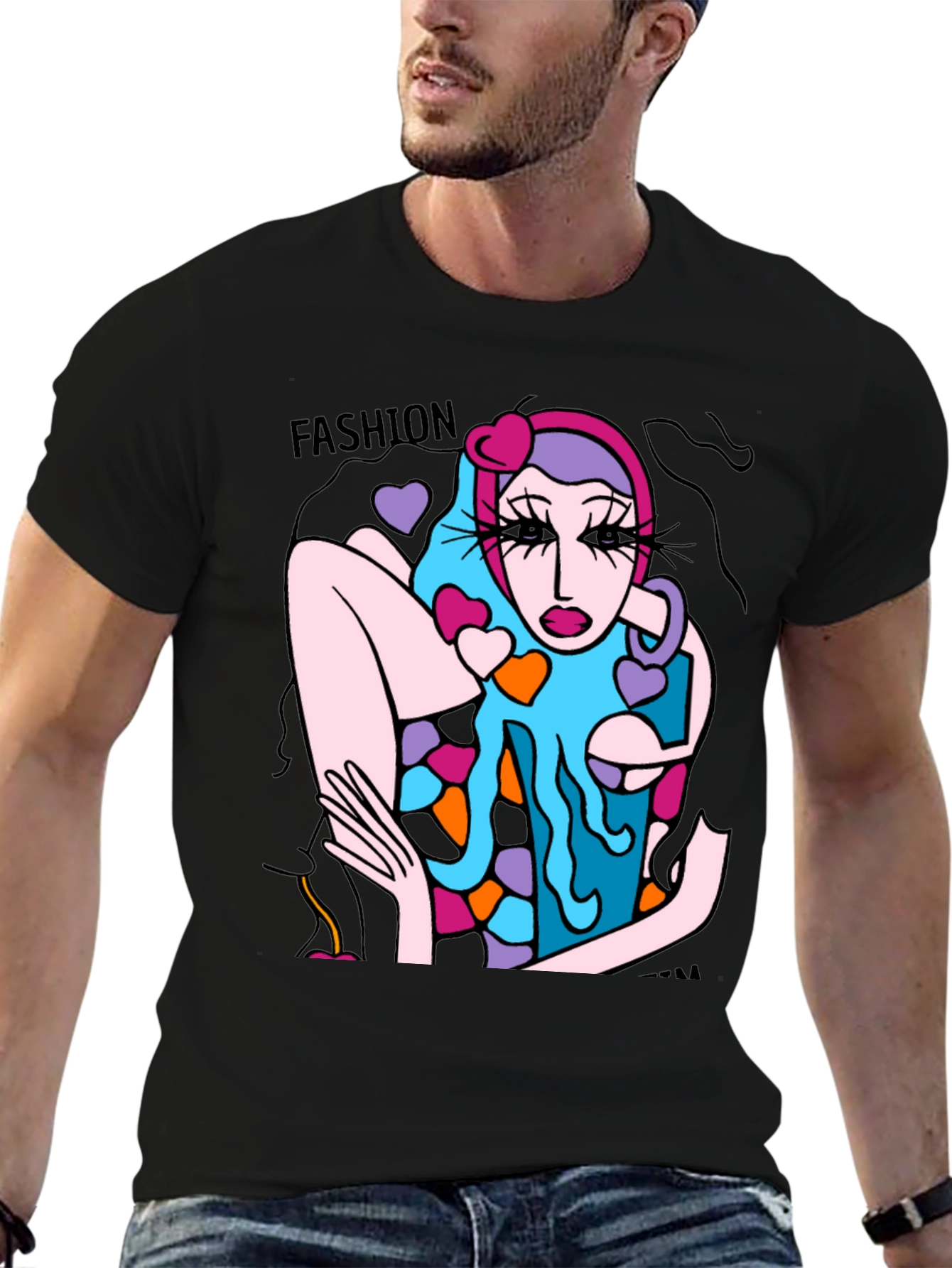 Fashion Model Graphic Tee - Unique Art T-Shirt