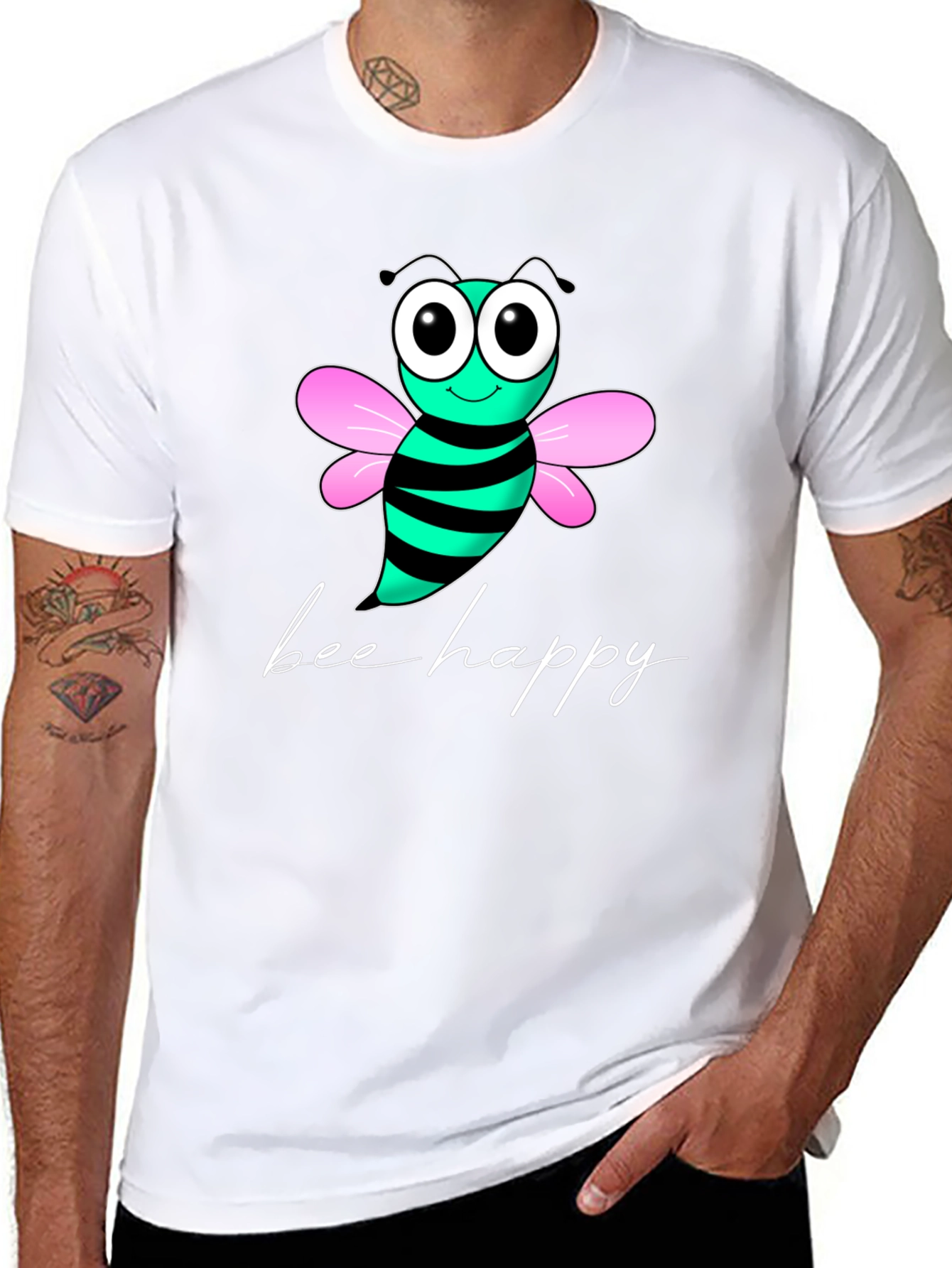 Bee Happy Graphic T-Shirt - Black