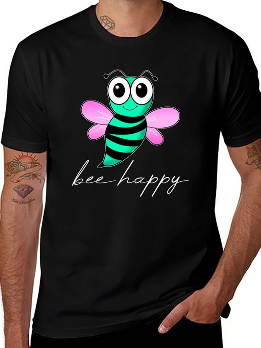 Bee Happy Graphic T-Shirt - Black