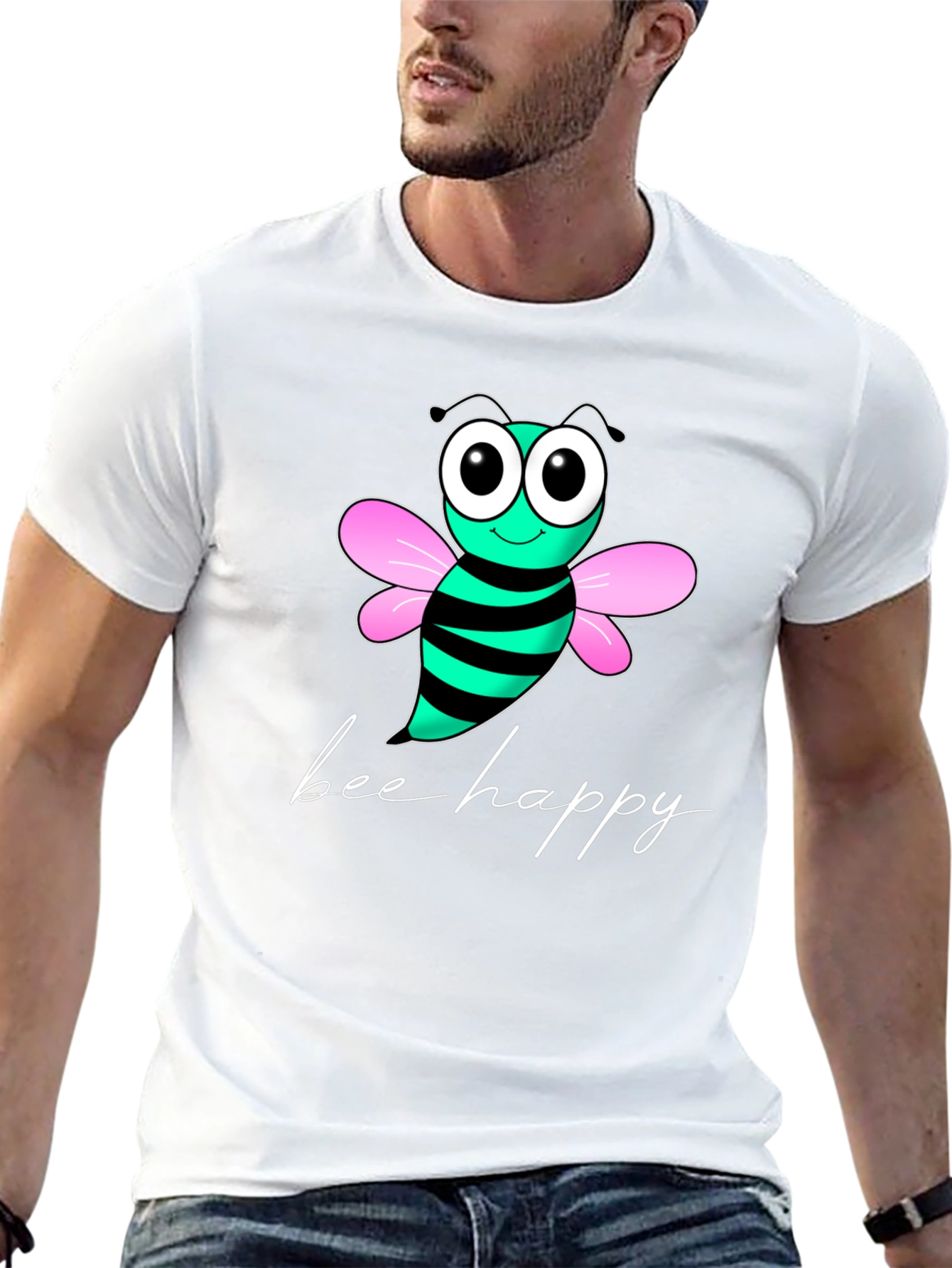 Bee Happy Graphic T-Shirt - Black