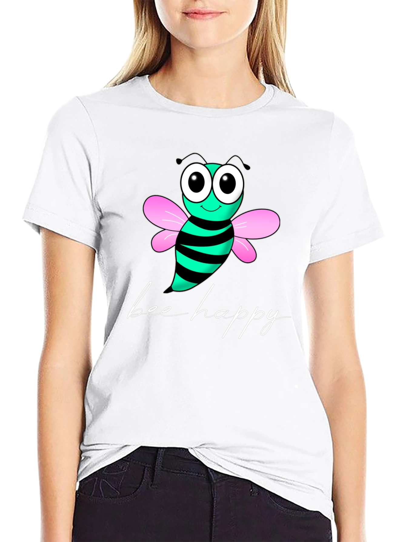 Bee Happy Graphic T-Shirt - Black
