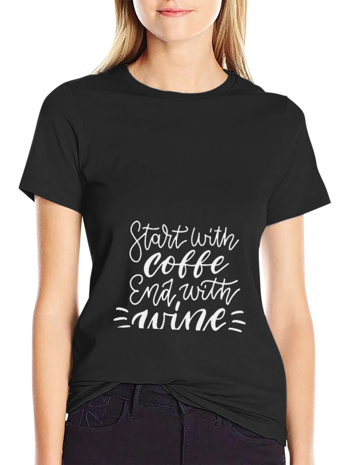 Coffee Then Wine Graphic T-Shirt