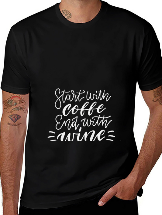 Coffee Then Wine Graphic T-Shirt