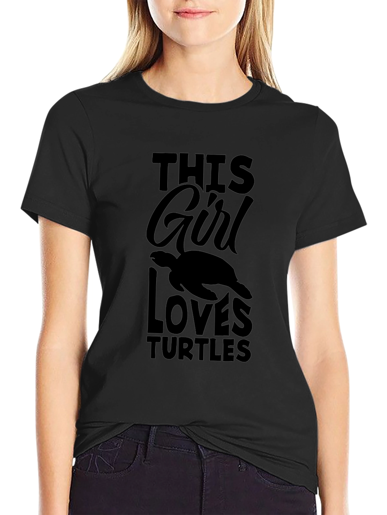 This Girl Loves Turtles Black T-Shirt