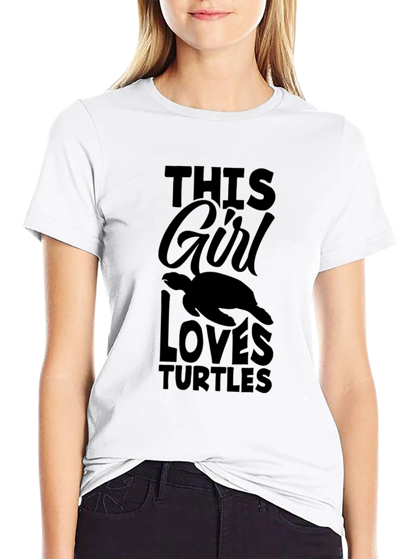 This Girl Loves Turtles Black T-Shirt