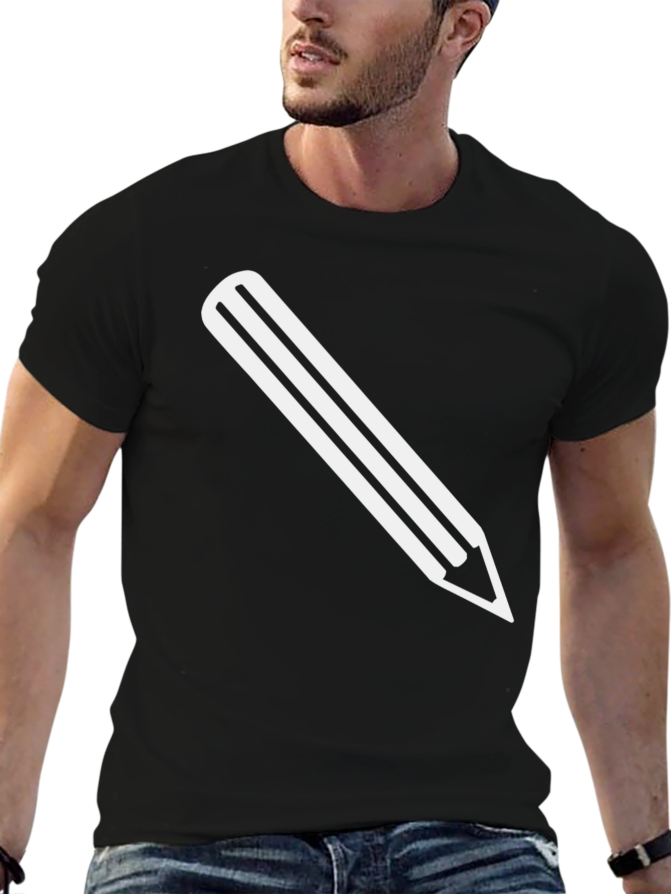 Pencil Graphic Tee - Black Cotton T-Shirt