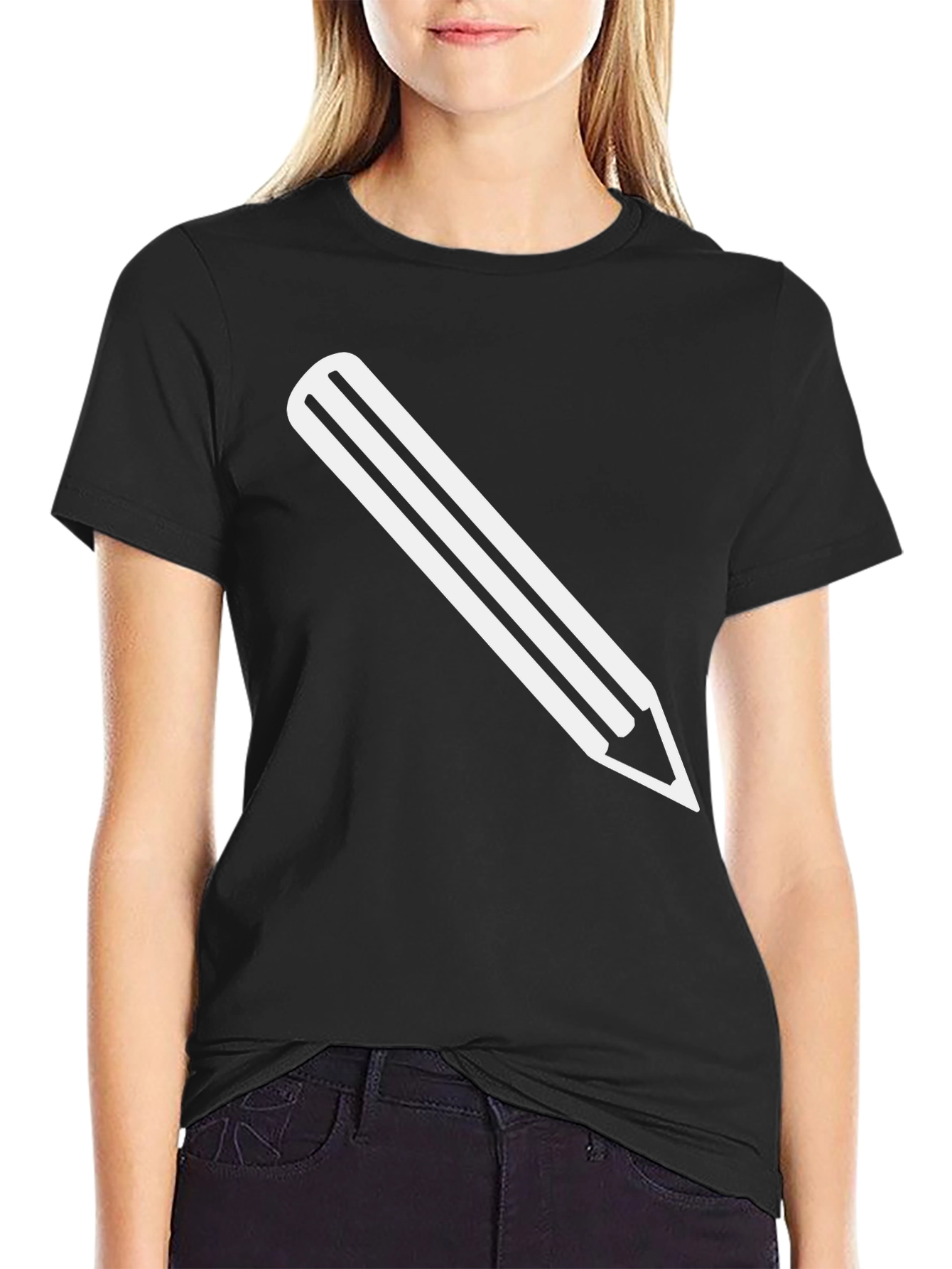 Pencil Graphic Tee - Black Cotton T-Shirt