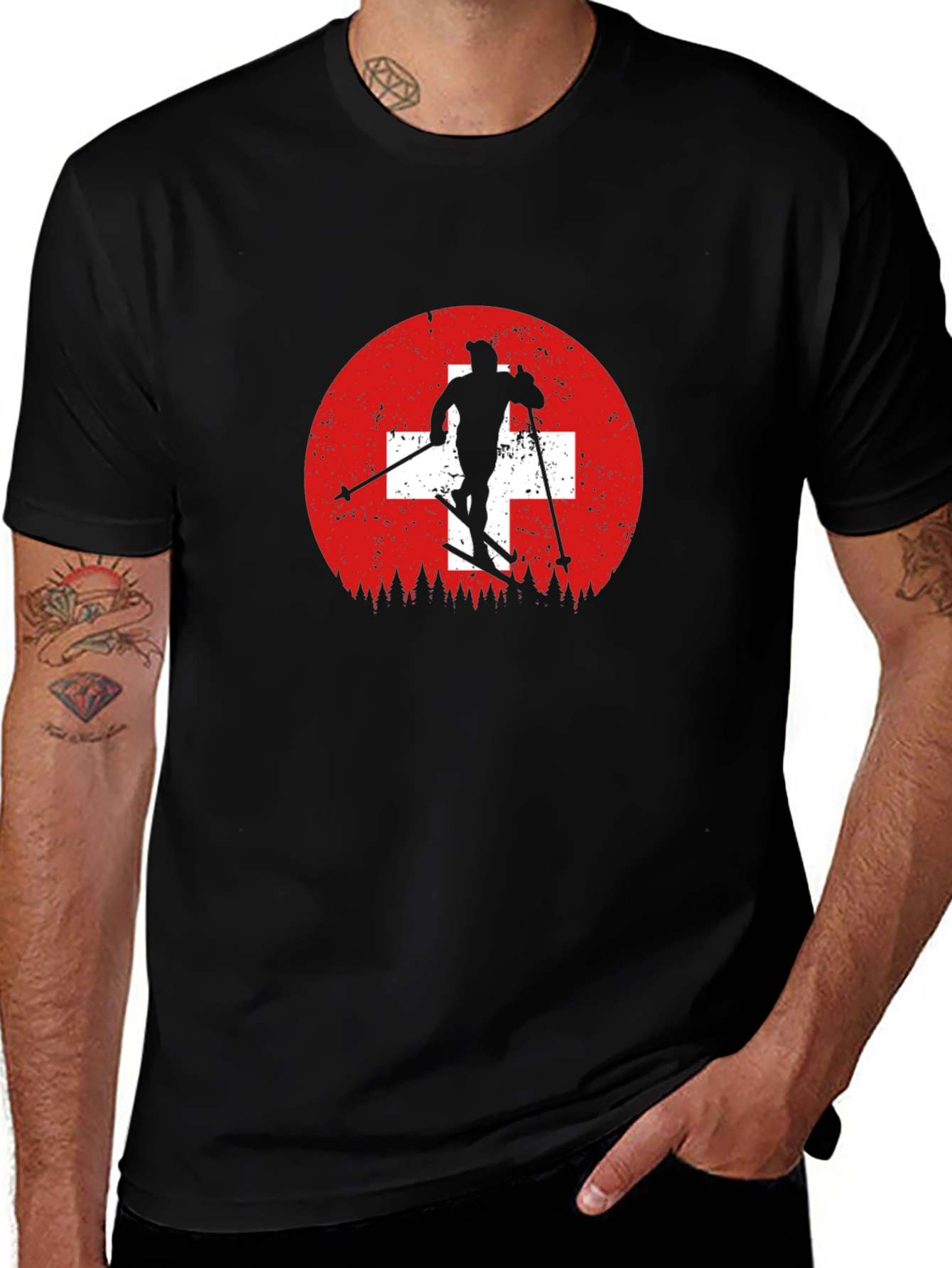 Swiss Skier T-Shirt - Mountain Adventure