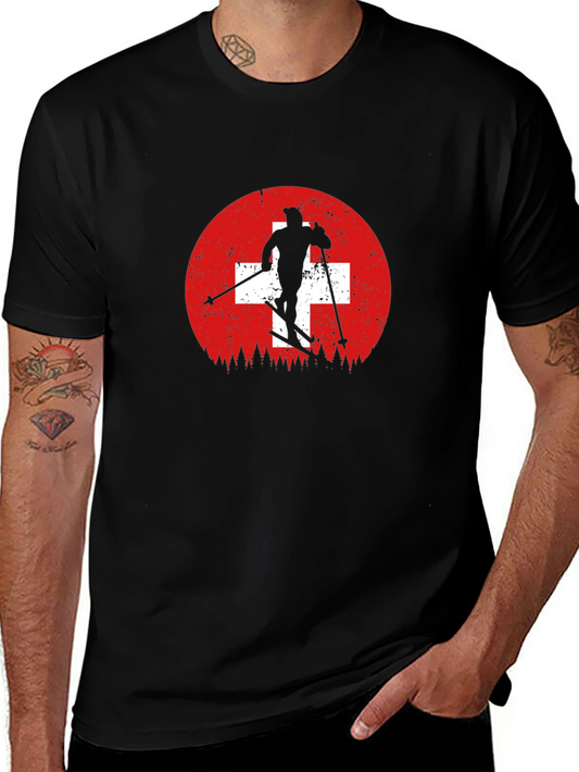 Swiss Skier T-Shirt - Mountain Adventure
