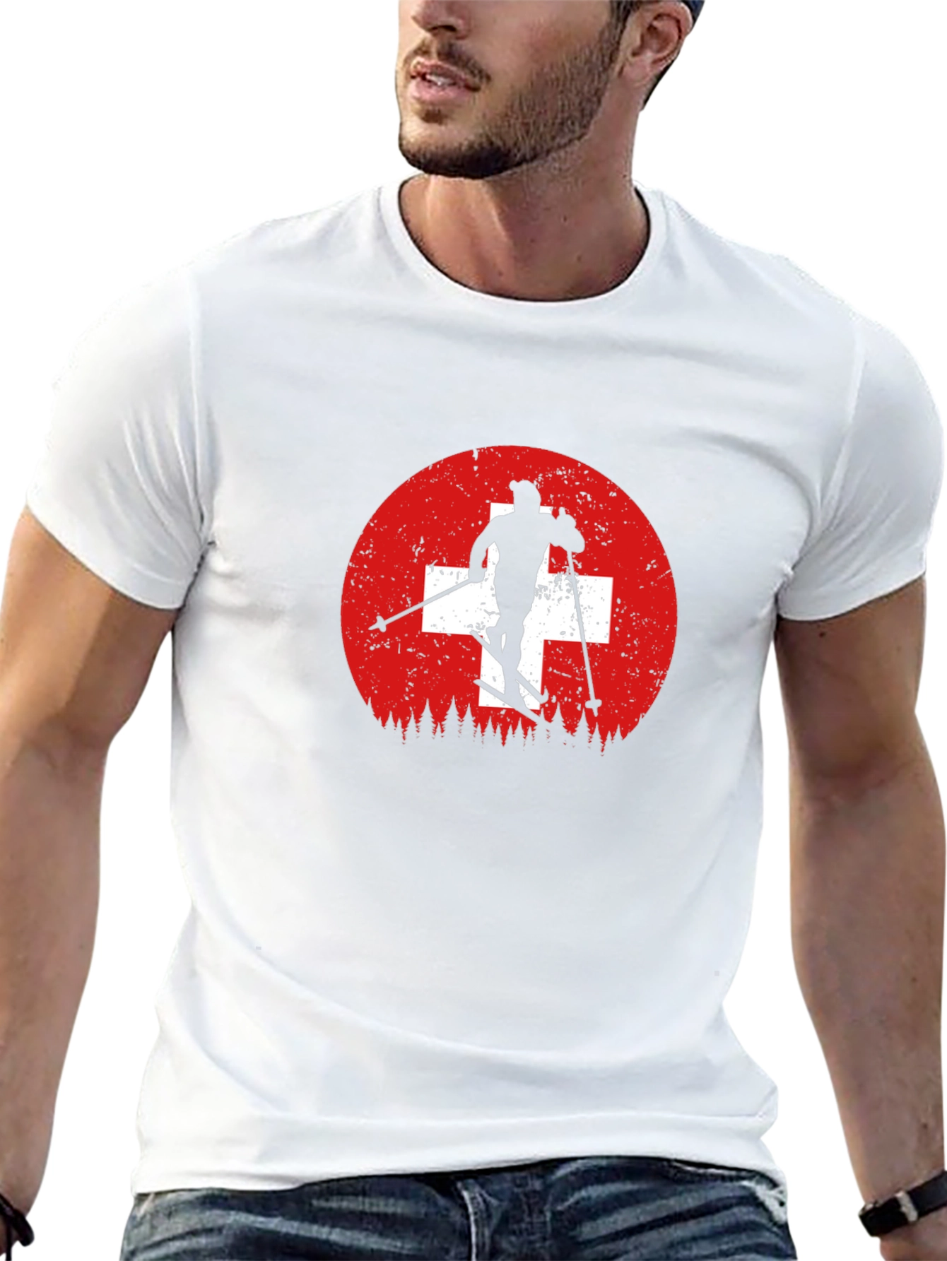 Swiss Skier T-Shirt - Mountain Adventure