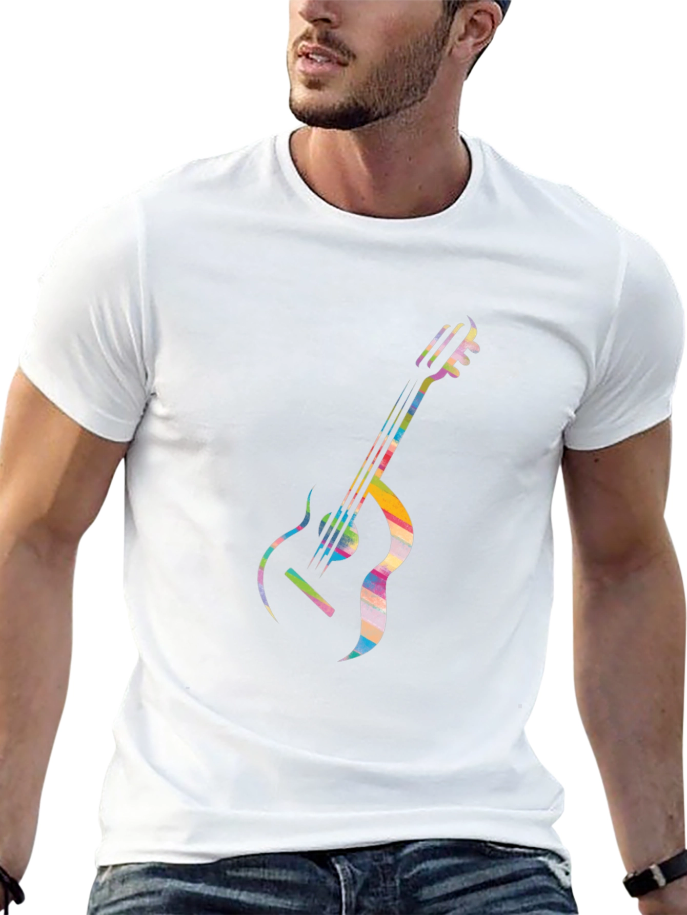 Cool Guitar Graphic Tee - Modern Black T-Shirt