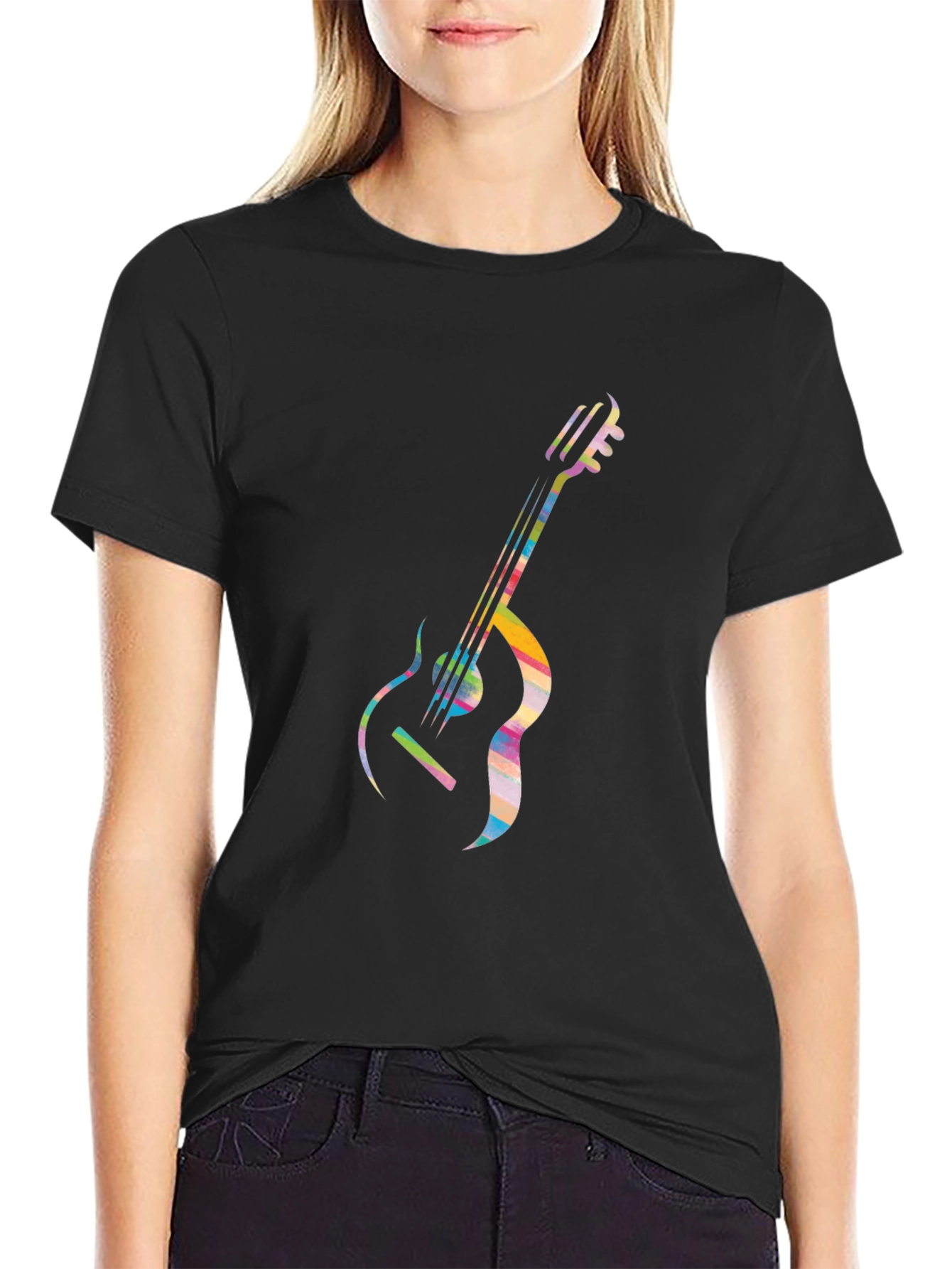 Cool Guitar Graphic Tee - Modern Black T-Shirt