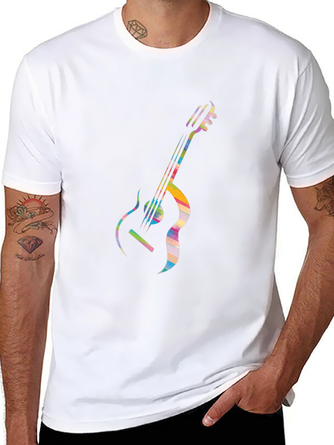 Cool Guitar Graphic Tee - Modern Black T-Shirt