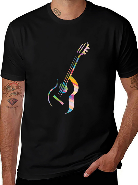 Cool Guitar Graphic Tee - Modern Black T-Shirt