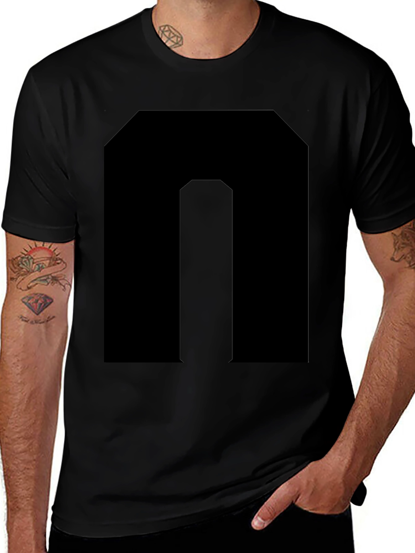 Black T-Shirt with Bold Letter Graphic