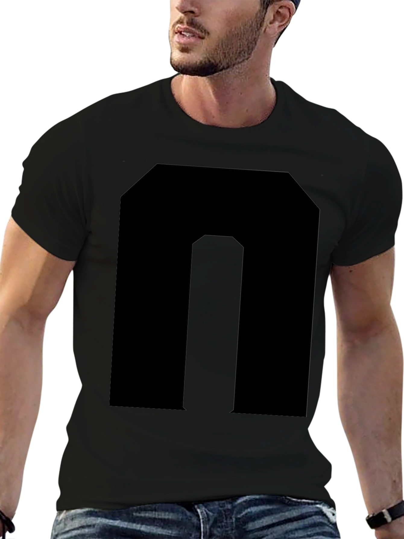 Black T-Shirt with Bold Letter Graphic