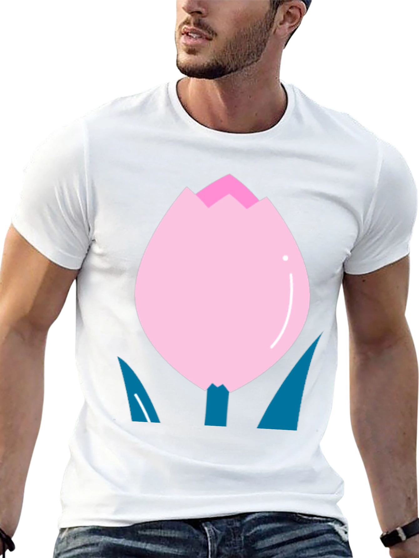 Pink Tulip Graphic T-Shirt - Soft Cotton Blend