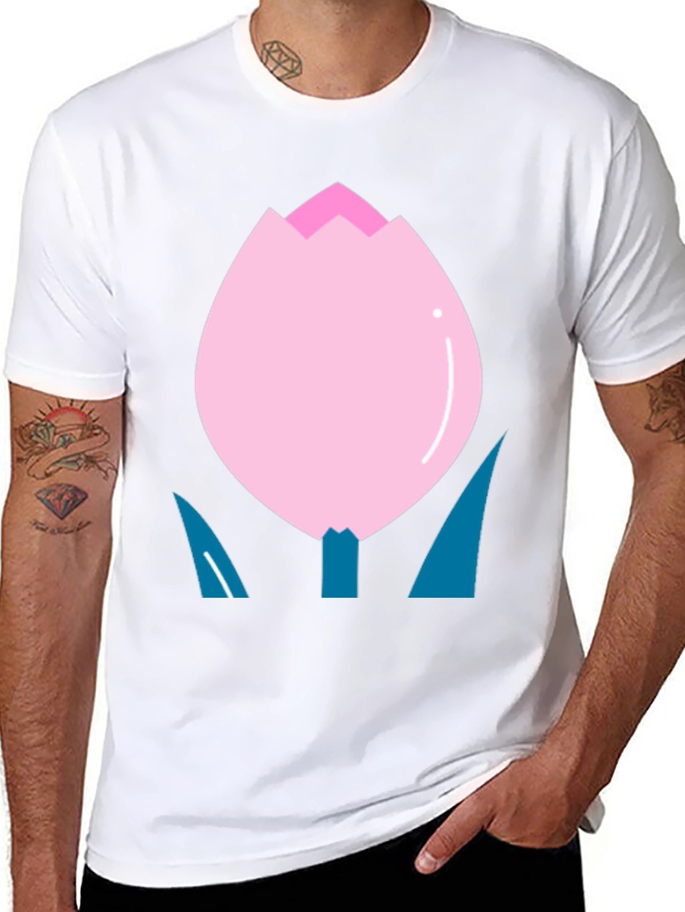 Pink Tulip Graphic T-Shirt - Soft Cotton Blend