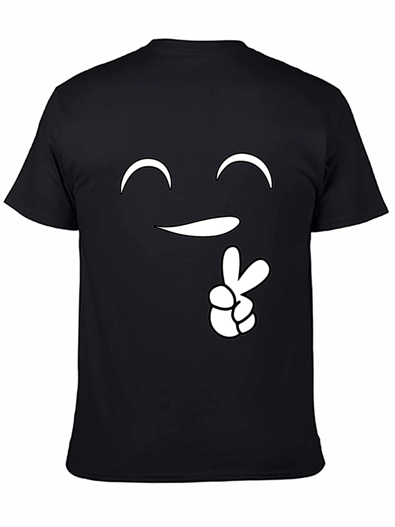 Peace Sign Smiley Face Graphic Tee - Black