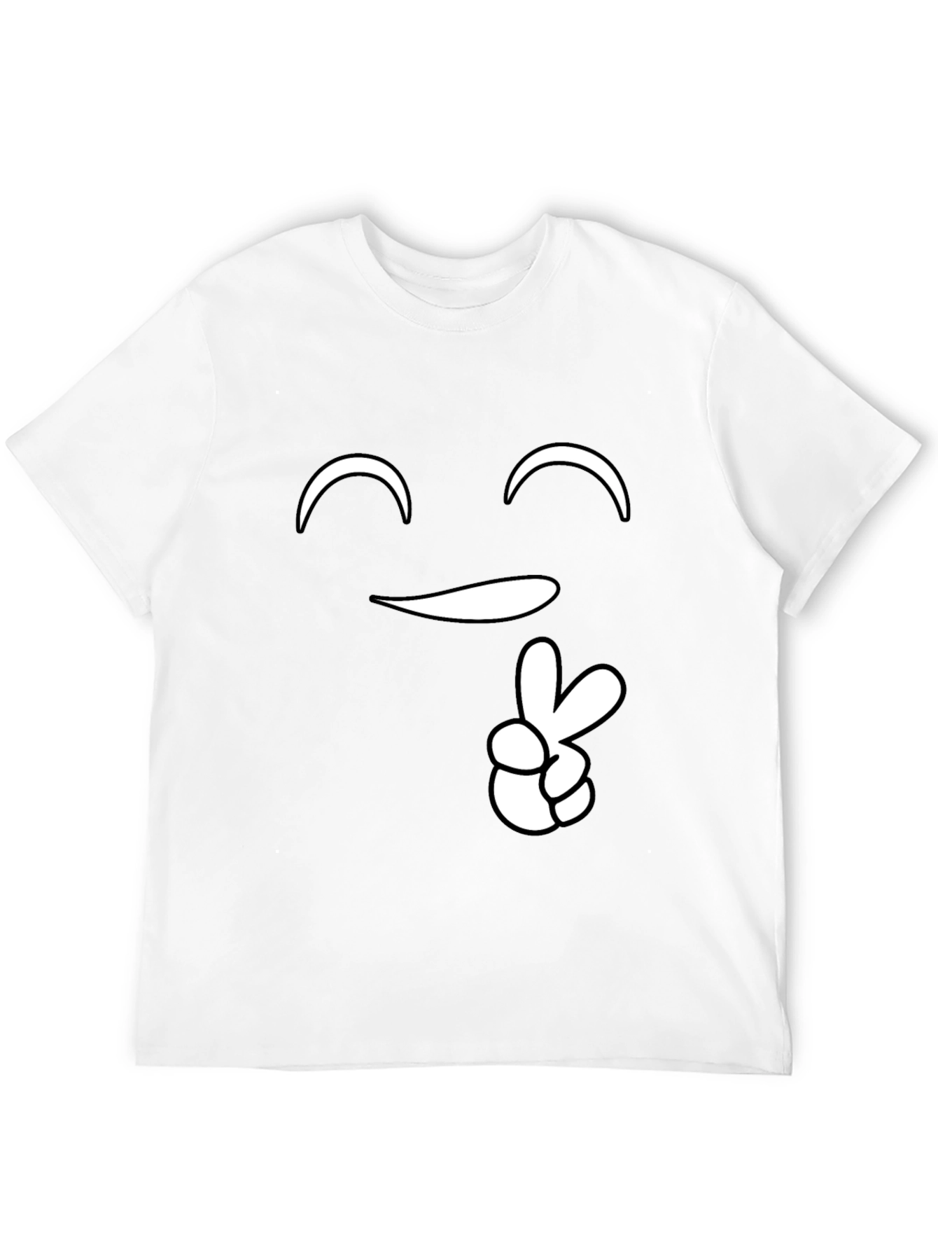 Peace Sign Smiley Face Graphic Tee - Black