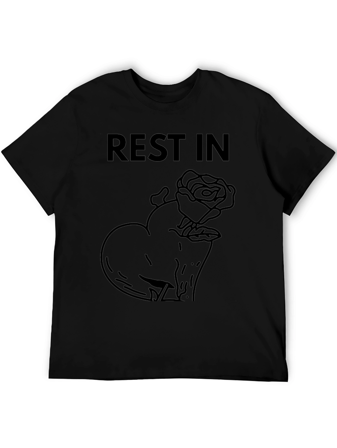 Rest In Rose Heart T-Shirt - Black Graphic Tee