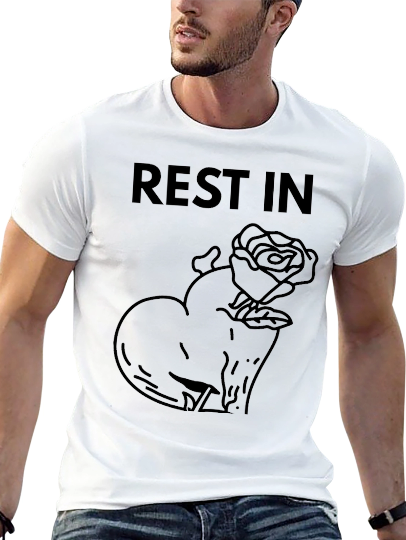 Rest In Rose Heart T-Shirt - Black Graphic Tee