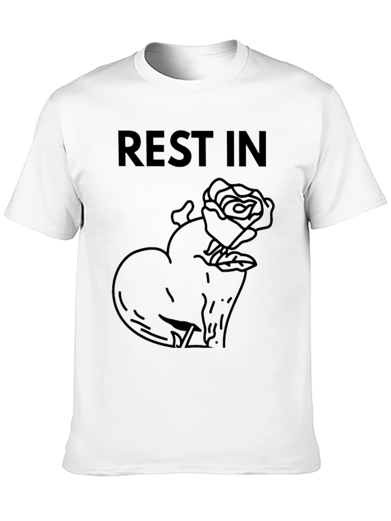 Rest In Rose Heart T-Shirt - Black Graphic Tee