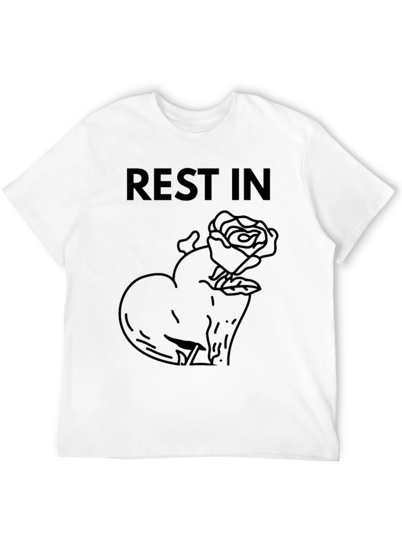 Rest In Rose Heart T-Shirt - Black Graphic Tee