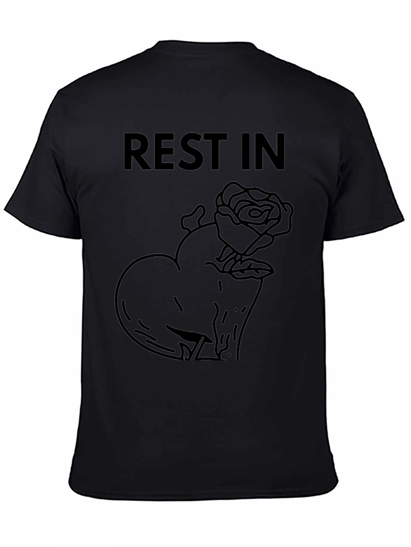 Rest In Rose Heart T-Shirt - Black Graphic Tee