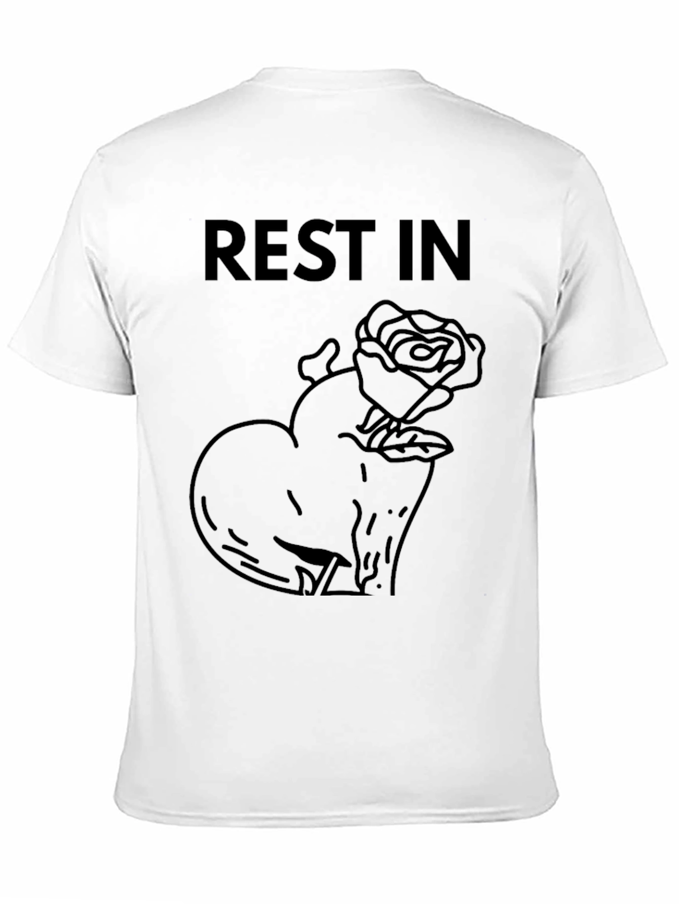 Rest In Rose Heart T-Shirt - Black Graphic Tee