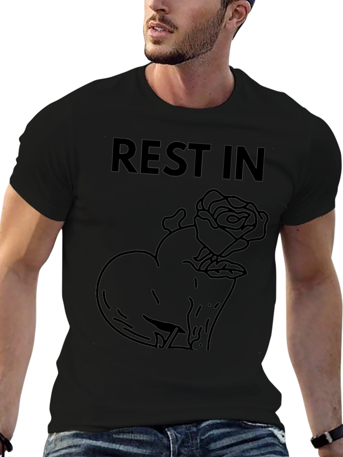 Rest In Rose Heart T-Shirt - Black Graphic Tee