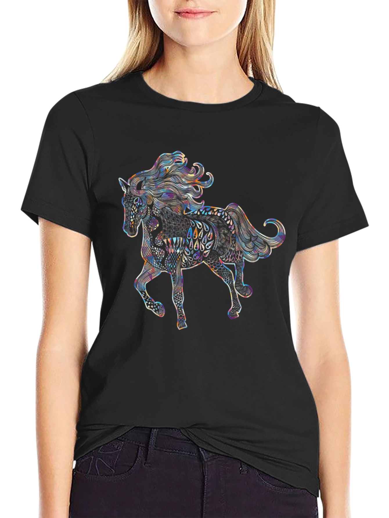 Horse Graphic Tee - Unique Artistic Design