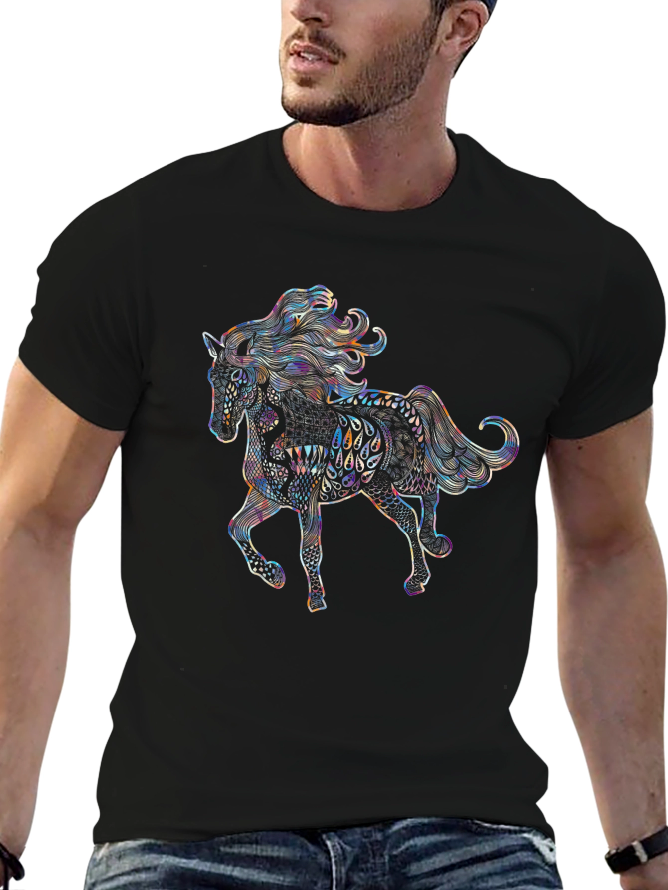 Horse Graphic Tee - Unique Artistic Design