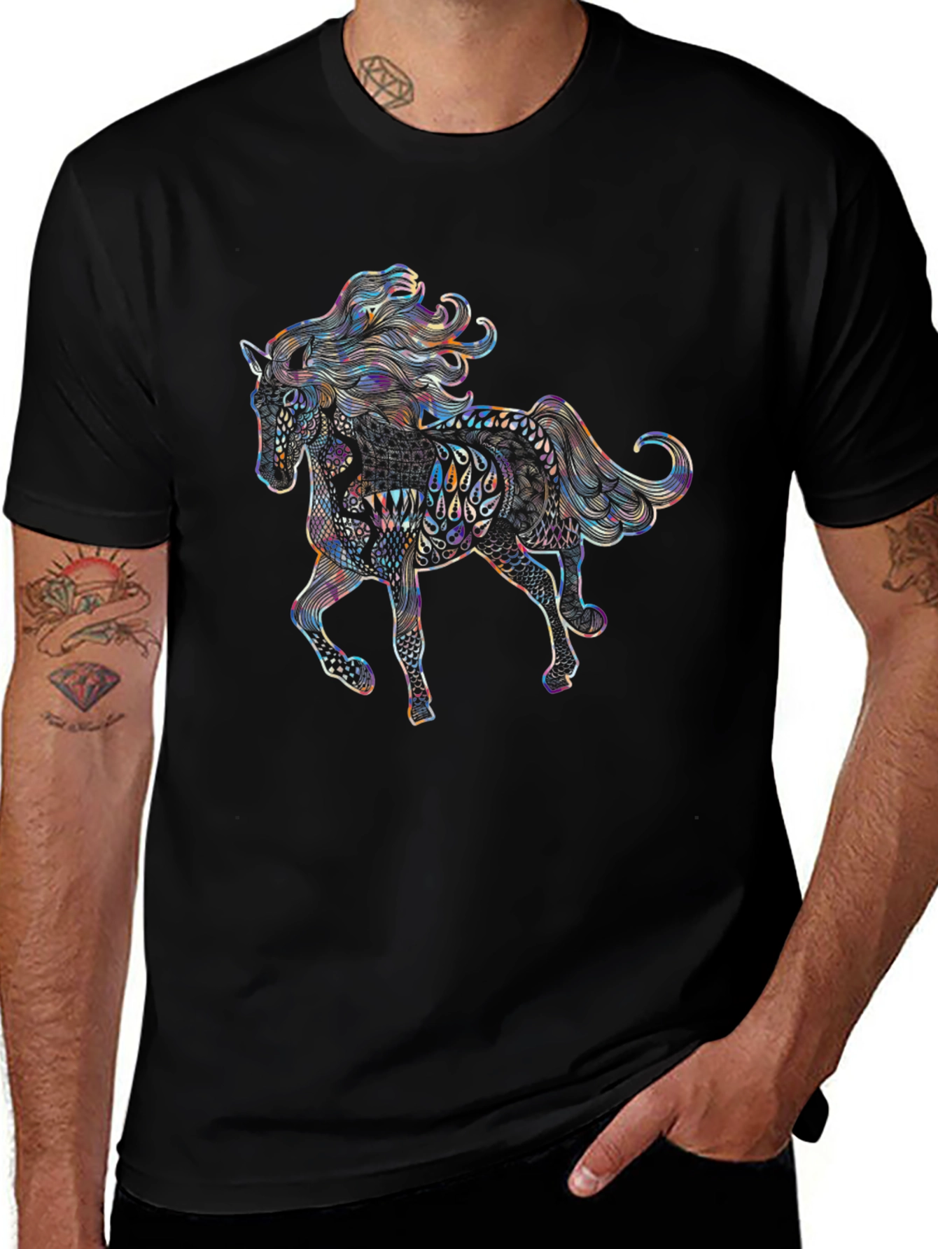 Horse Graphic Tee - Unique Artistic Design
