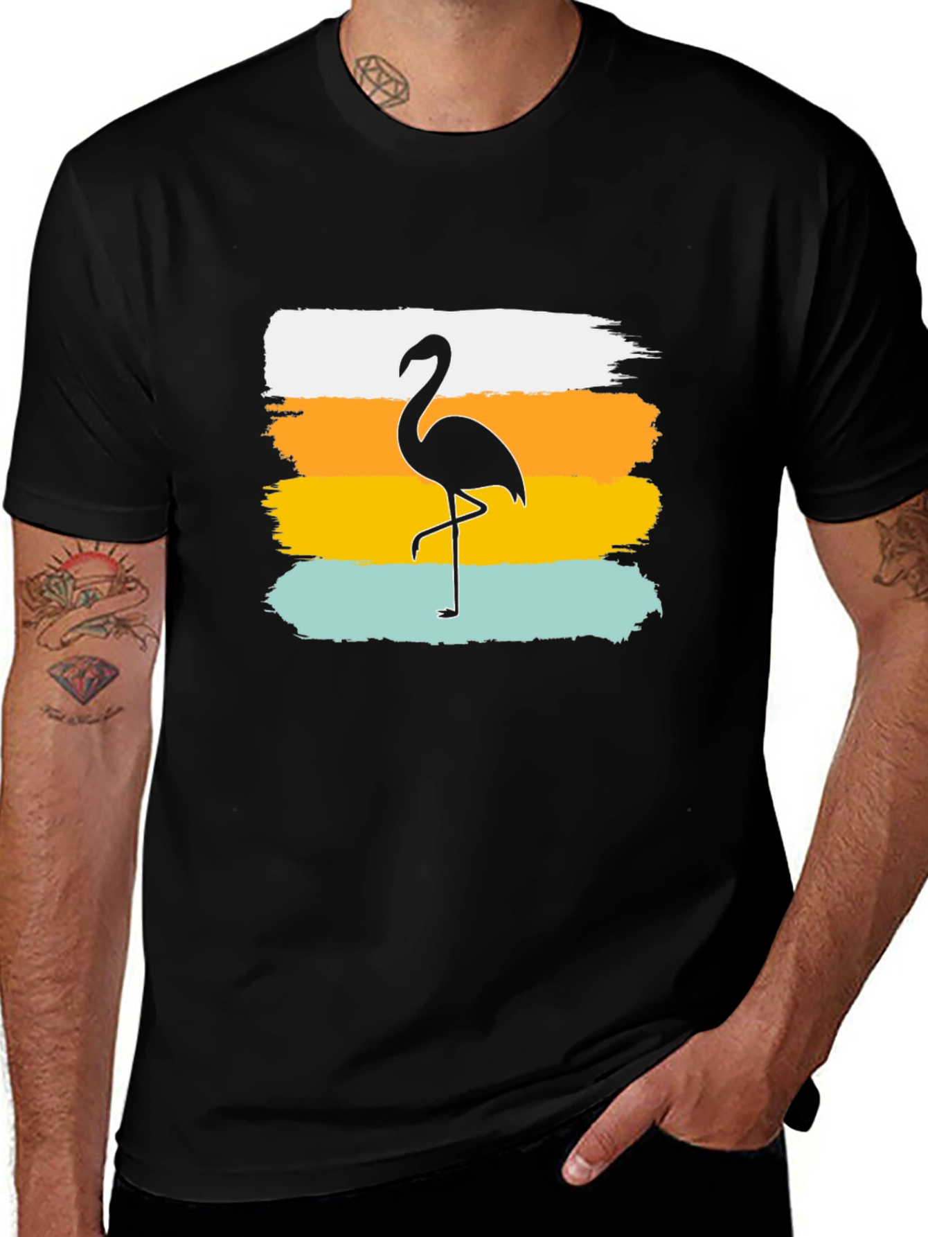 Flamingo Silhouette T-Shirt - Black Tee
