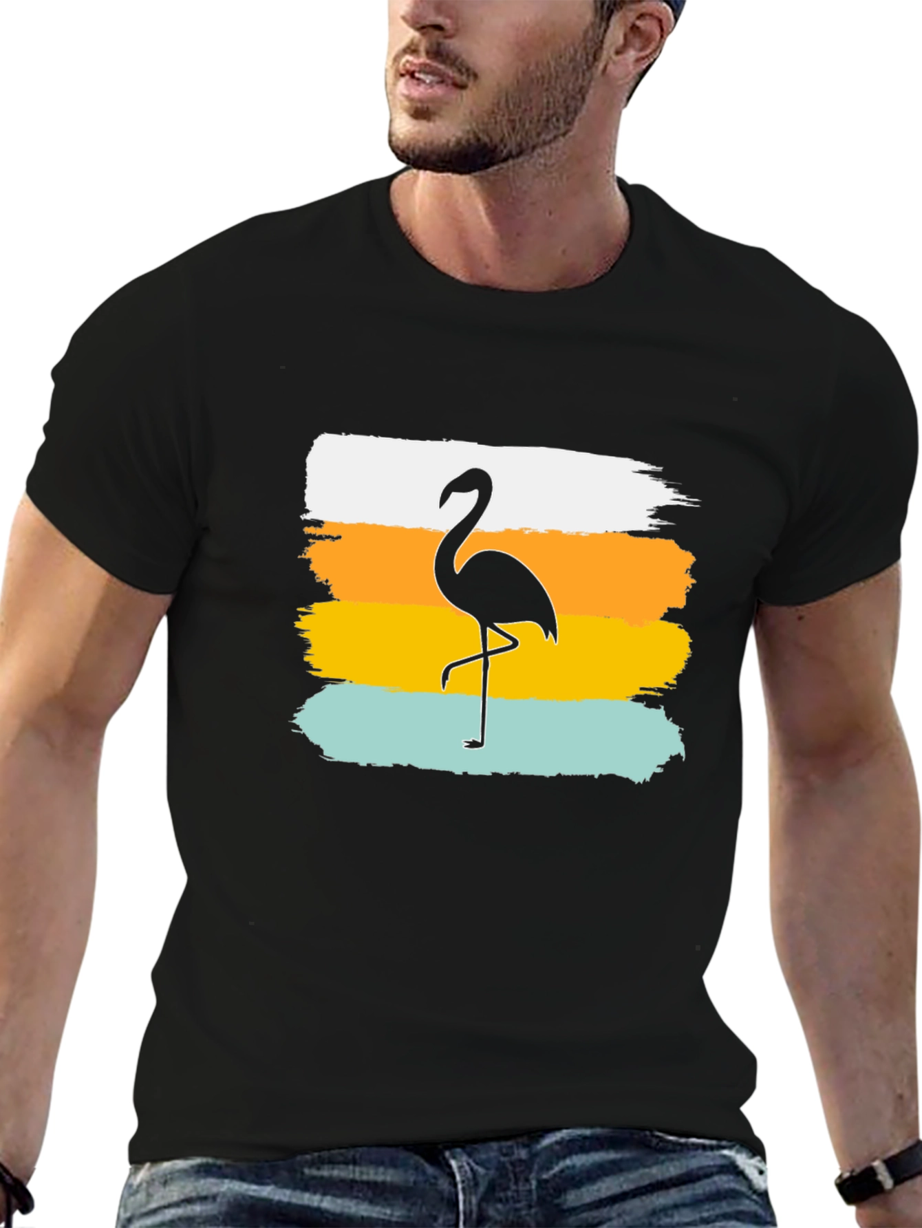 Flamingo Silhouette T-Shirt - Black Tee