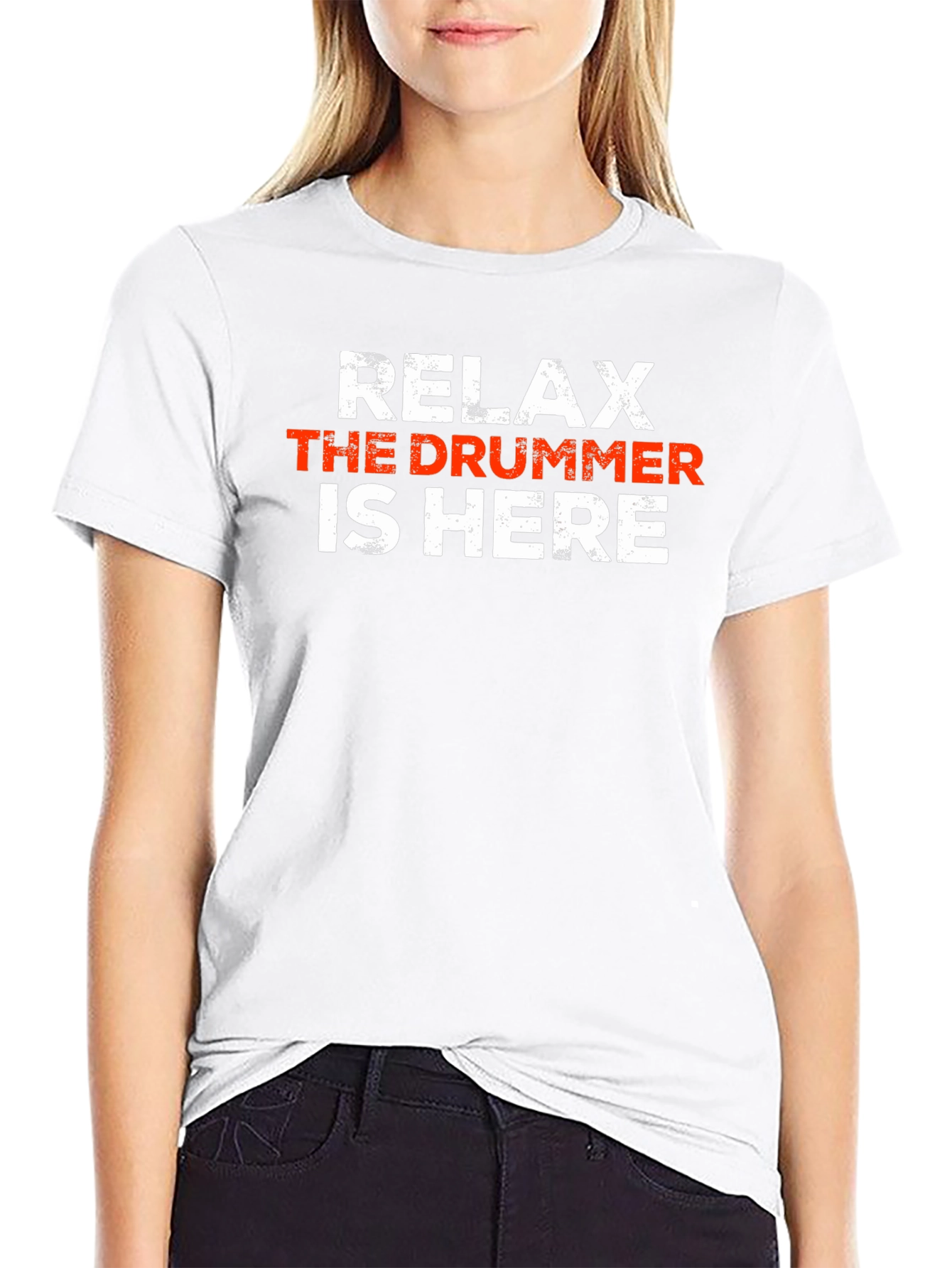 Relax The Drummer Is Here - Black Graphic T-Shirt