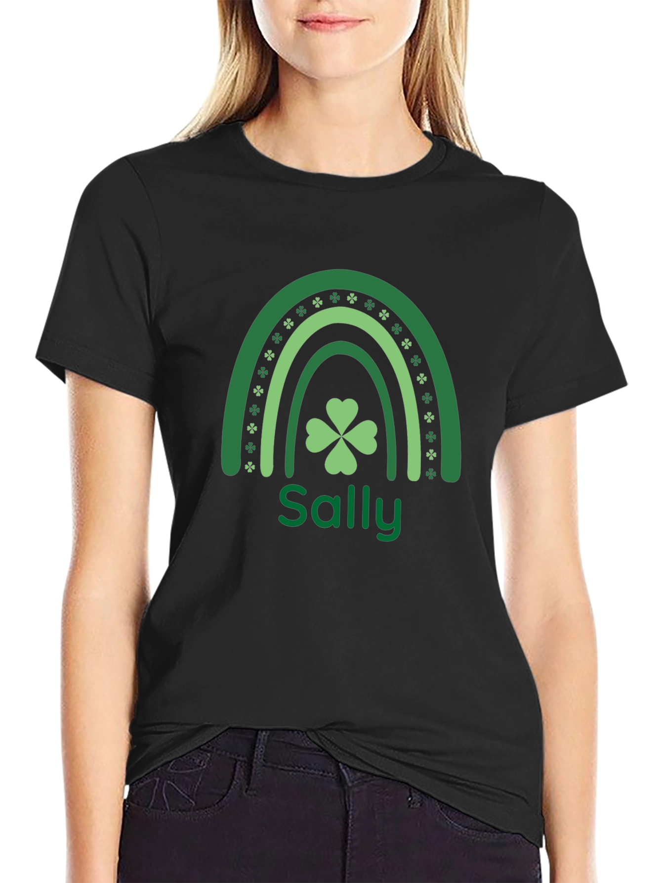 Personalized Sally St. Patricks Day Rainbow T-Shirt