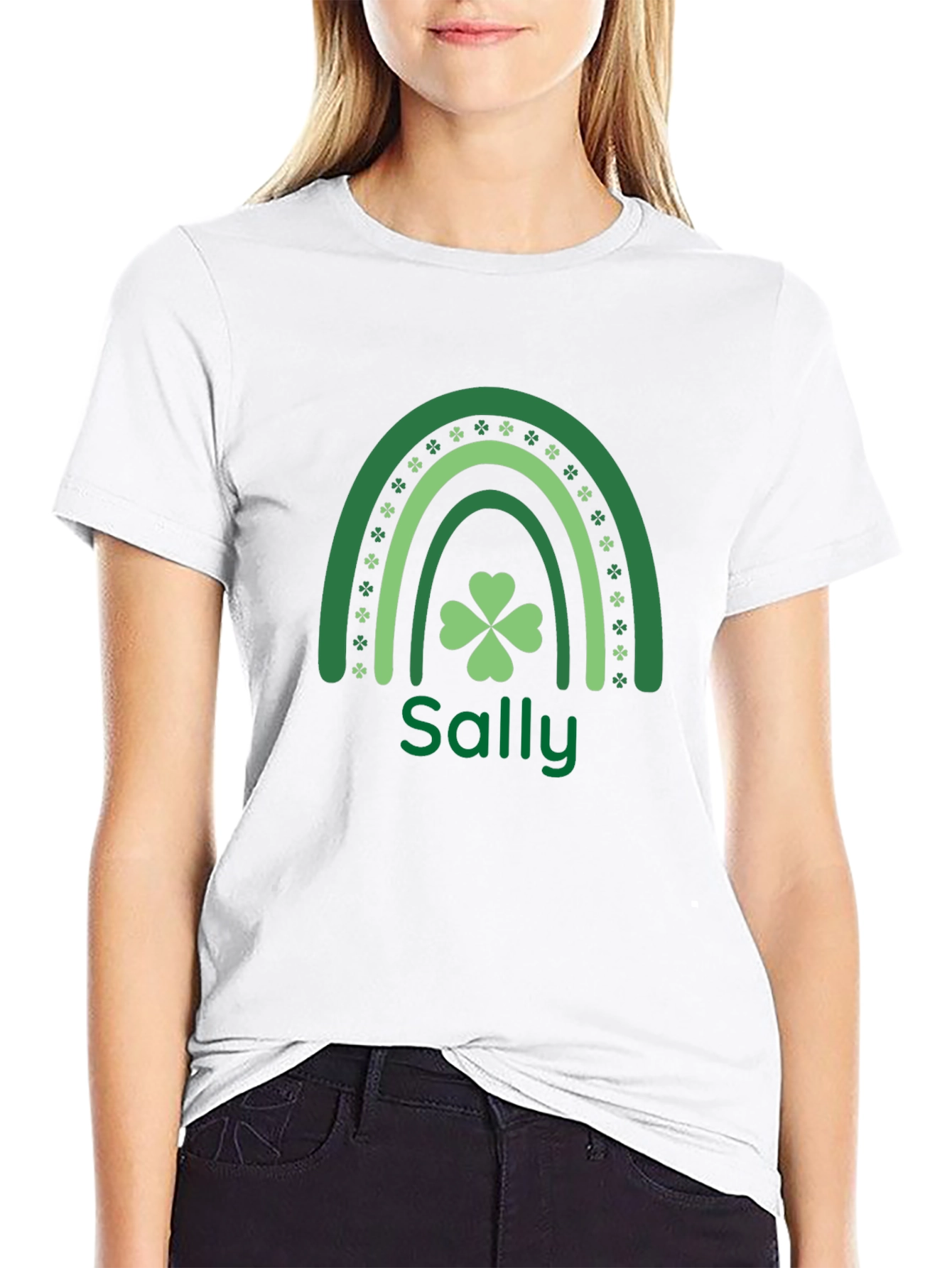 Personalized Sally St. Patricks Day Rainbow T-Shirt