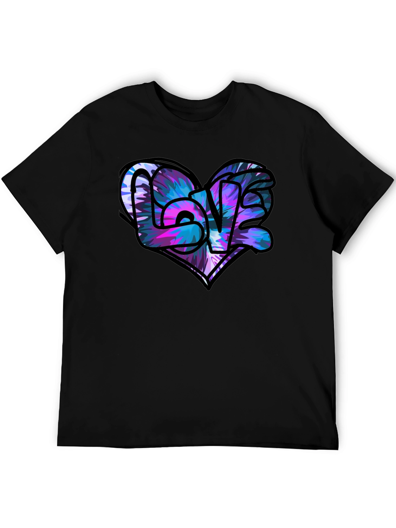 Love Heart Graphic Black T-Shirt