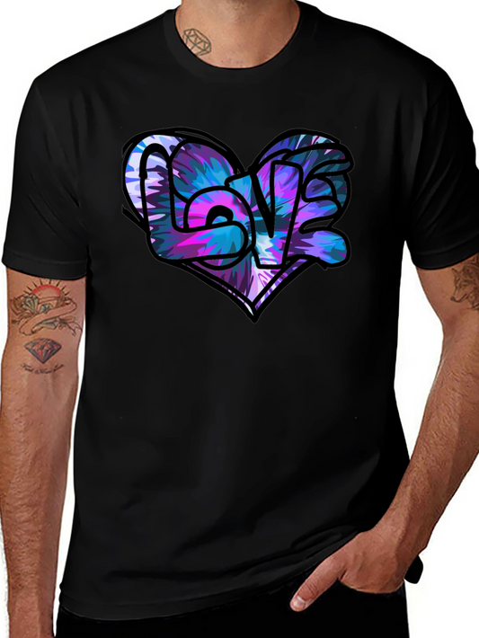 Love Heart Graphic Black T-Shirt