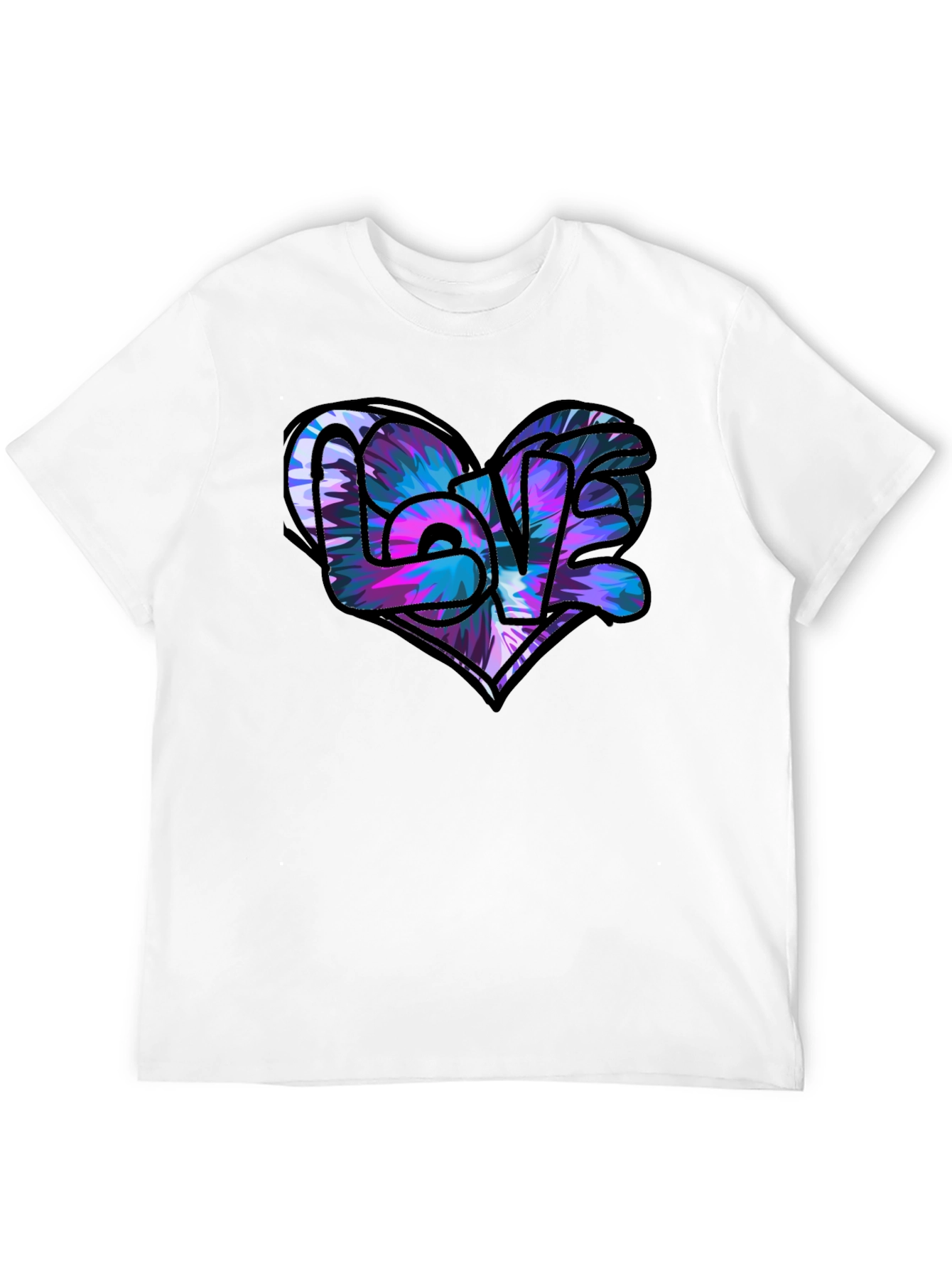 Love Heart Graphic Black T-Shirt