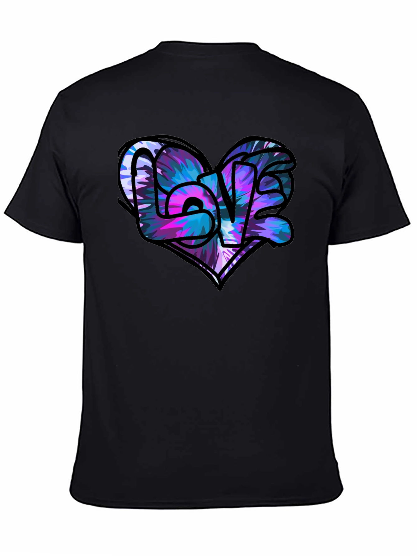 Love Heart Graphic Black T-Shirt