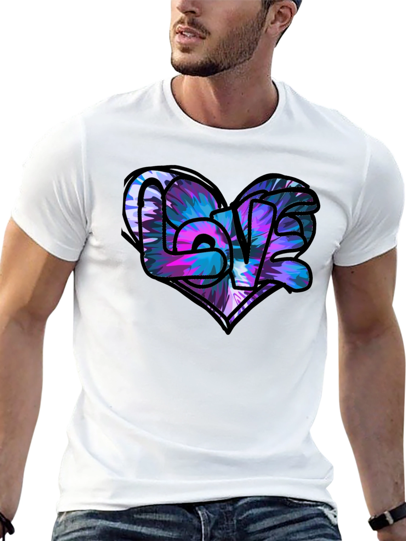 Love Heart Graphic Black T-Shirt