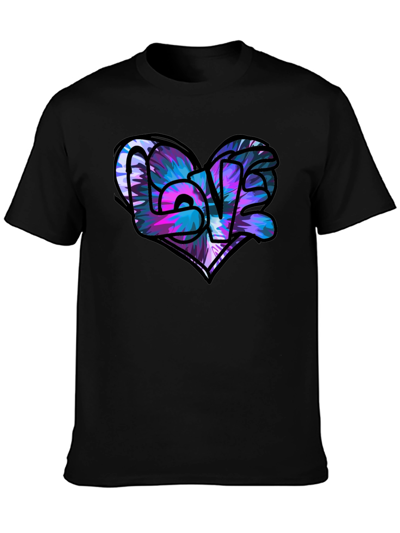 Love Heart Graphic Black T-Shirt
