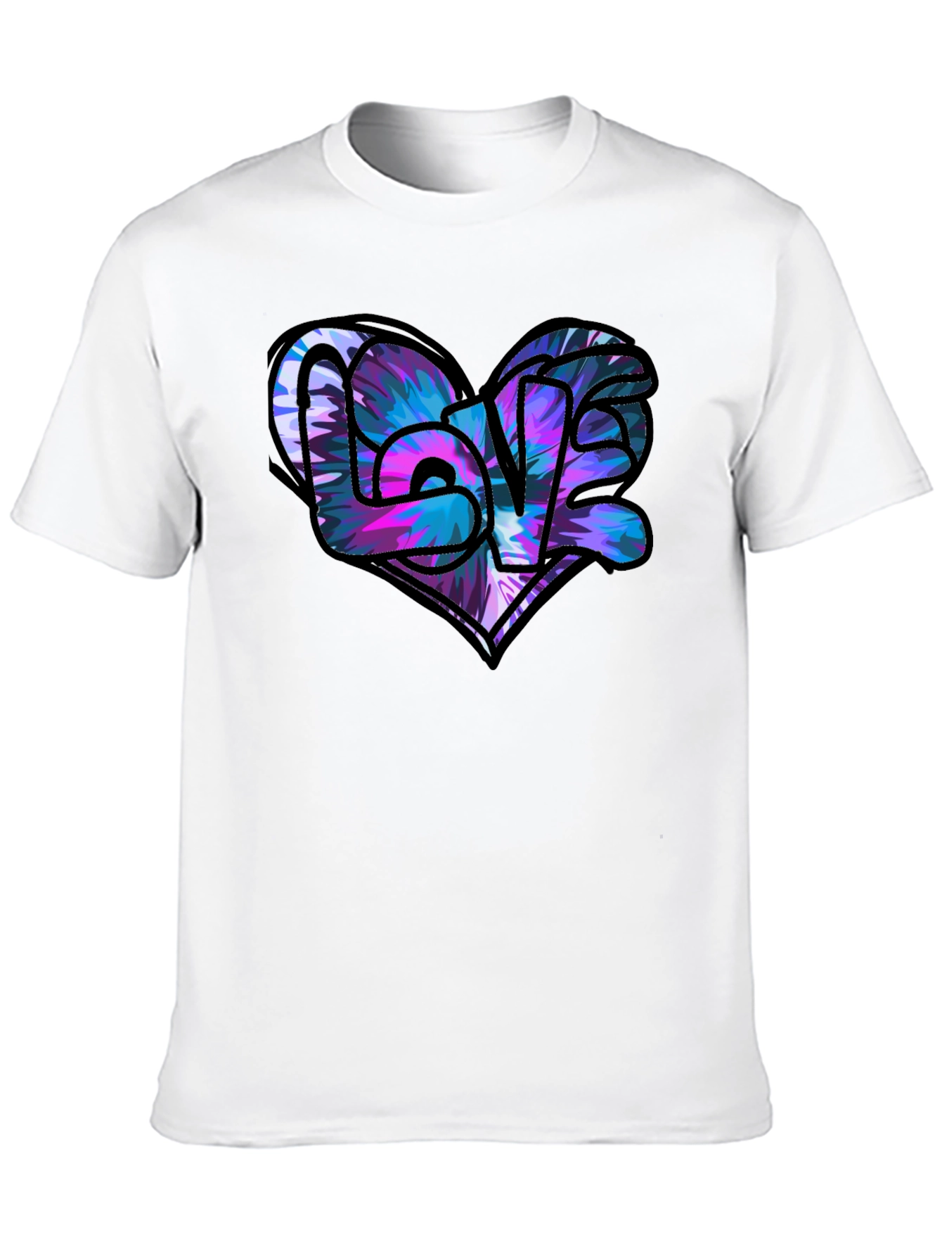 Love Heart Graphic Black T-Shirt