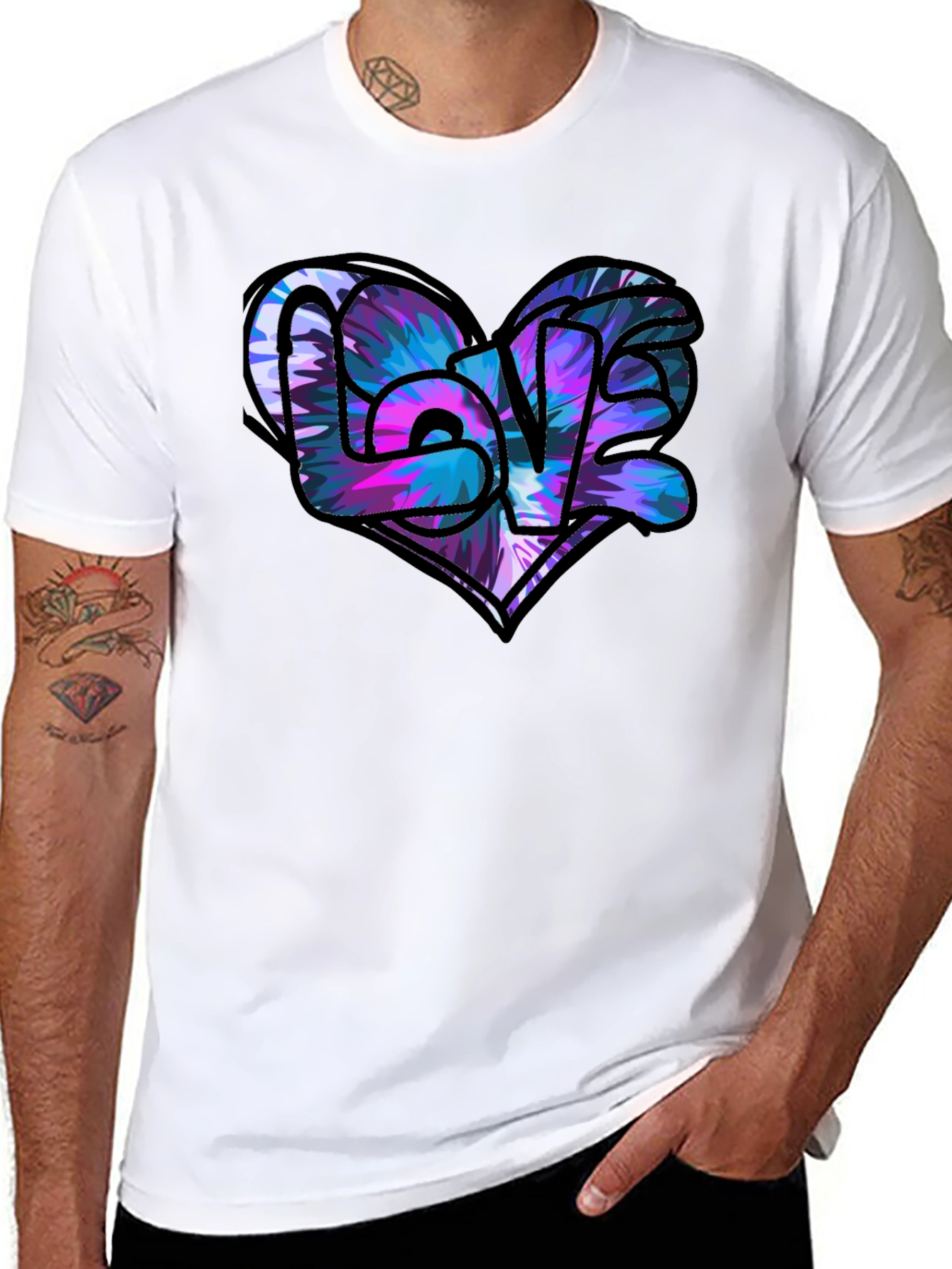 Love Heart Graphic Black T-Shirt